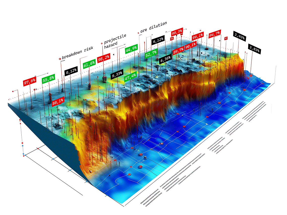 GyroScout naviblast representation of multiple boreholes